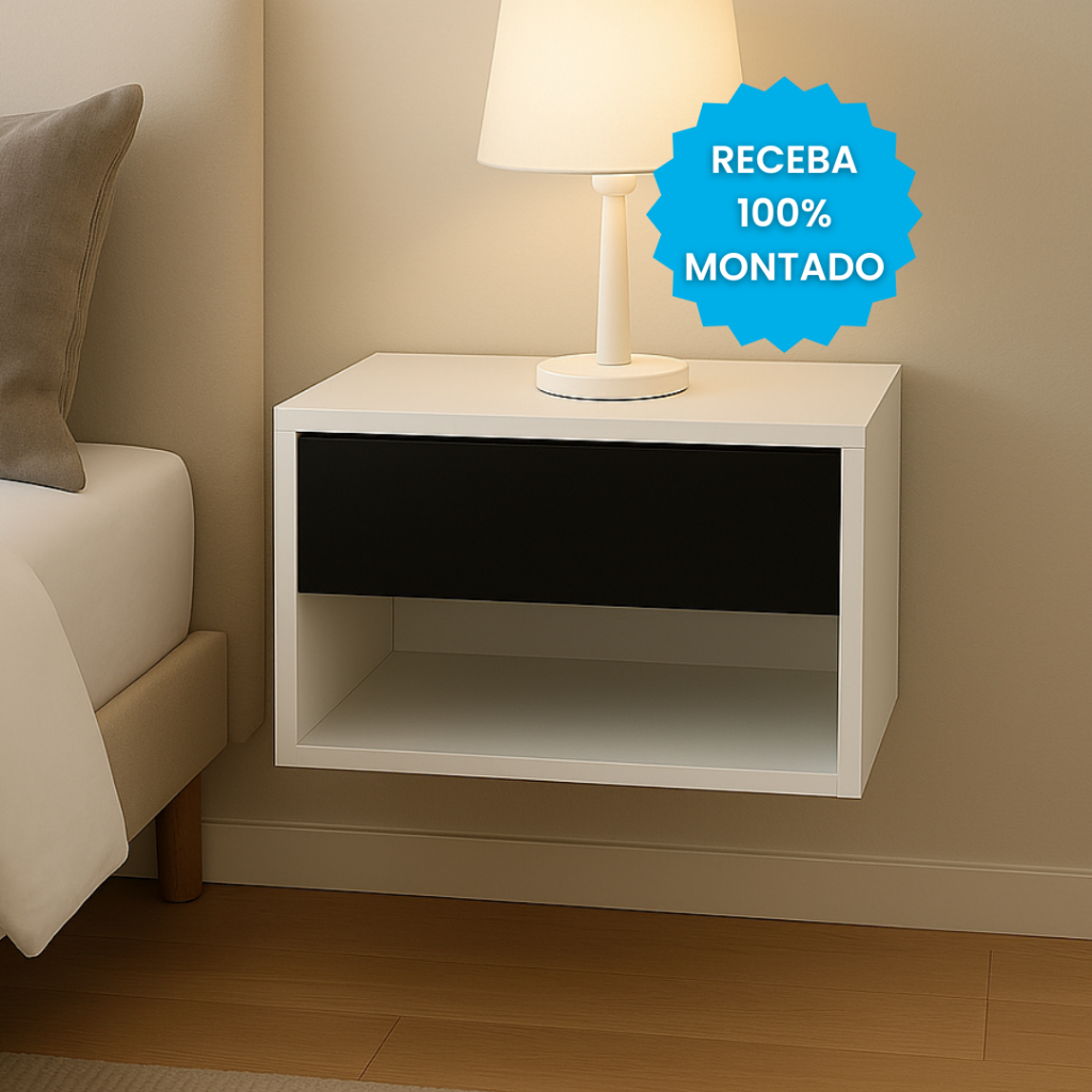 Mesa de Cabeceira Cama Com Gaveta e Nicho Criado Mudo Para Quarto