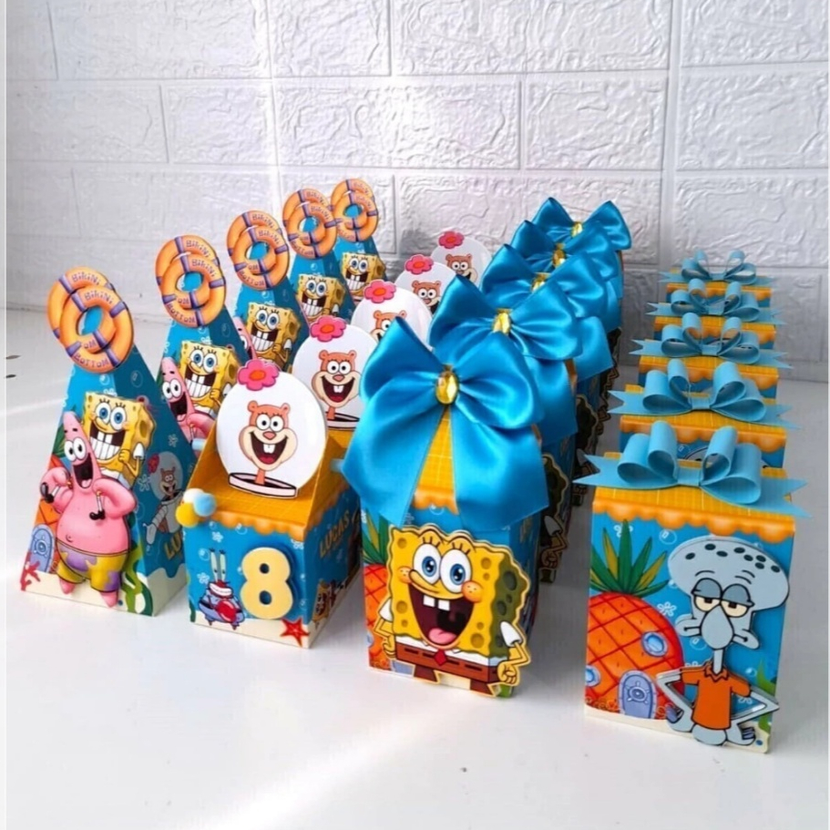 Kit Caixinhas Personalizadas Pegue e Monte Lembrancinha Festa Infantil Aniversário –BOB ESPONJA