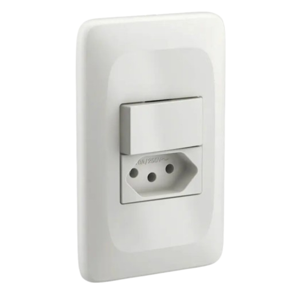 Interruptor Simples + Tomada 20a 250v 4x2 Lorenzetti Zuli Branco