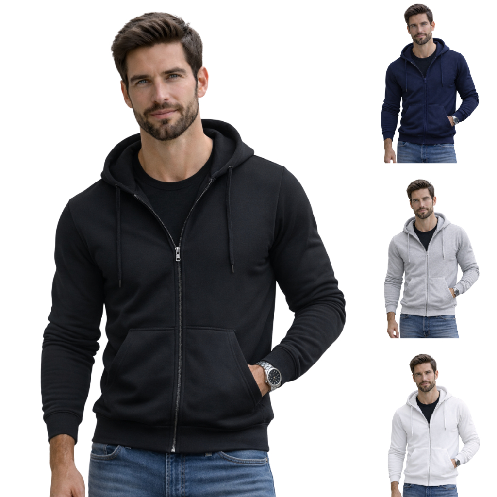 Blusa de Frio Moletom com Ziper Masculino Liso Direta Da Fabrica
