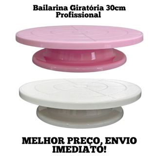 Bailarina Giratória 30cm Branca Ou Rosa Para Bolos Confeitaria Prato Giratório Boleira Profissional em Oferta na Shopee