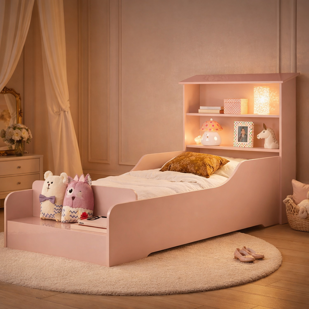 Cama Casinha Liz Infantil Montessoriana P/ Quarto Com Proteção Lateral  + Colchão Juvenil D18