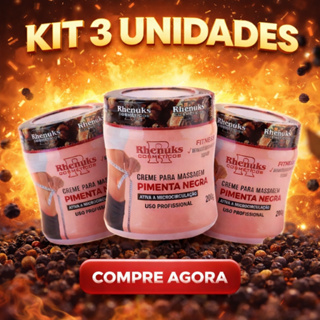 kit 3 Creme Para Massagem Pimenta Negra Opção 1 unidade em Oferta na Shopee