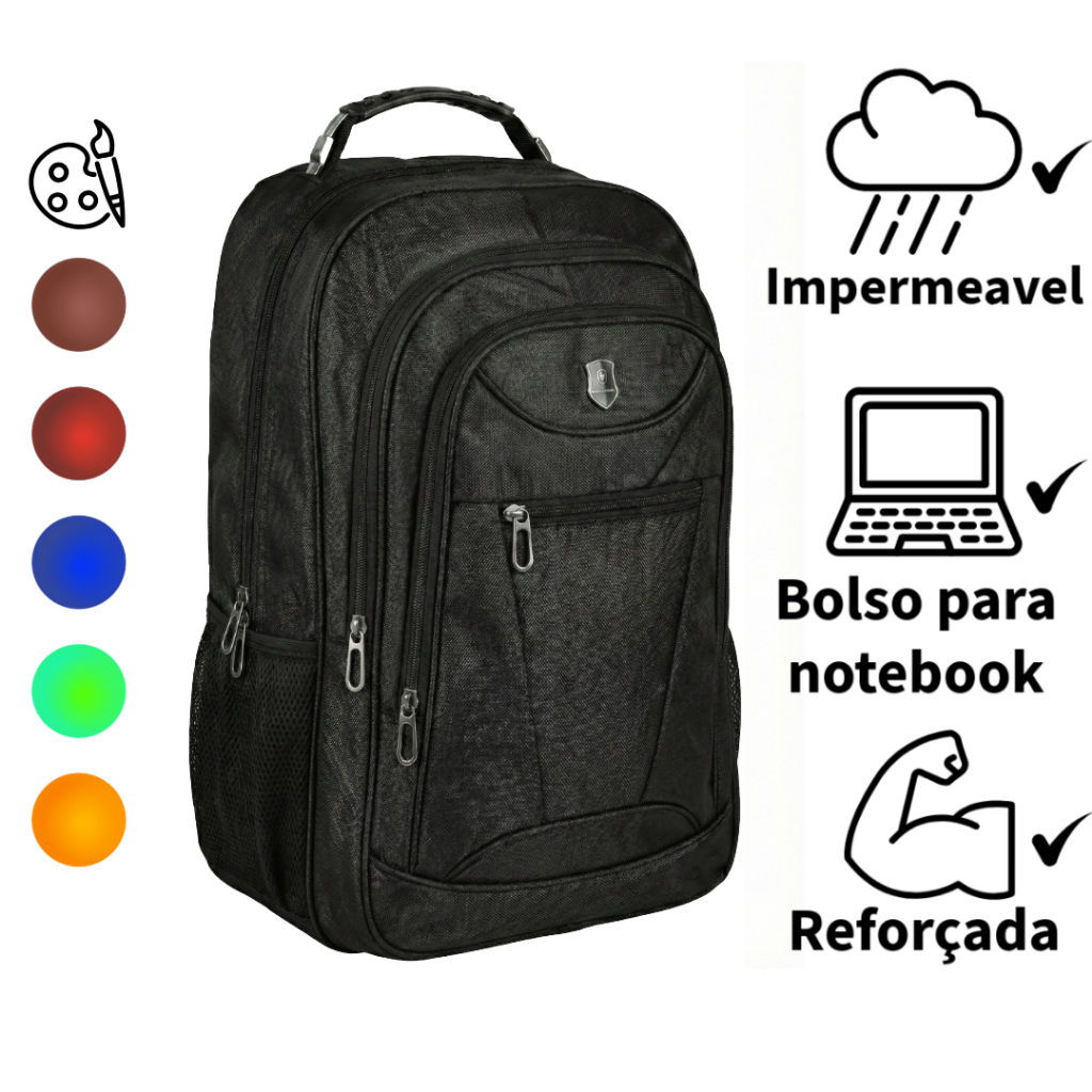 Mochila Masculina Reforçada FemininaI mpermeável Trabalho Notebook Escolar Viagem mochilas em Oferta na Shopee