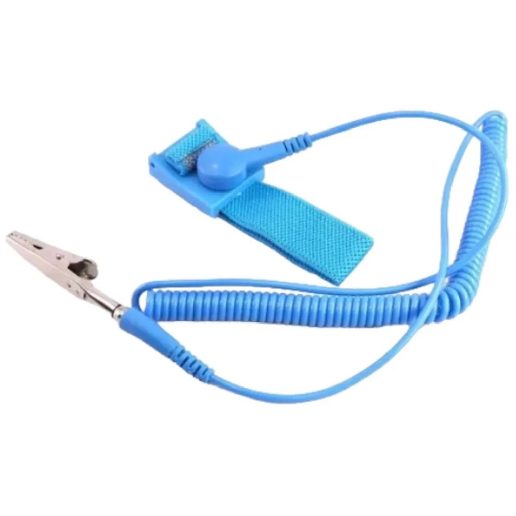 Kit 10 Peças - Pulseira Antiestática ESD Azul c/ Aterramento Garra Jacaré - Cabo 1.5M