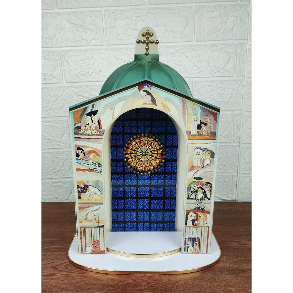 Capela Missionária 38 cm Mosaico Santuário Aparecida Imagem Católica Decorativa Presente Religioso Devoção Alta Qualidad