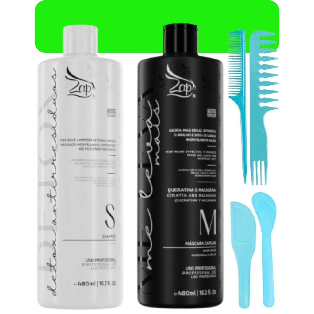 Kit Zap Progressiva Me Leva Black + Shampoo Detox 500ml