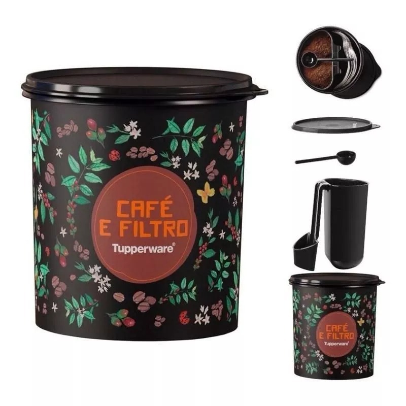 Tupper Caixa Café e Filtro PB / Bistrô / Floral - Original Tupperware