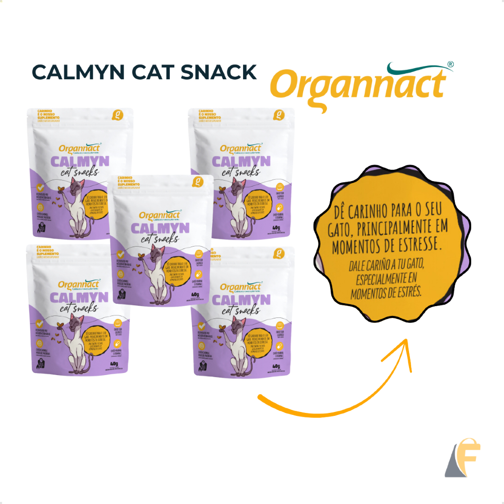 Calmyn Cat Petisco Snacks 40g Suplemento Gatos Organnact em Oferta na Shopee