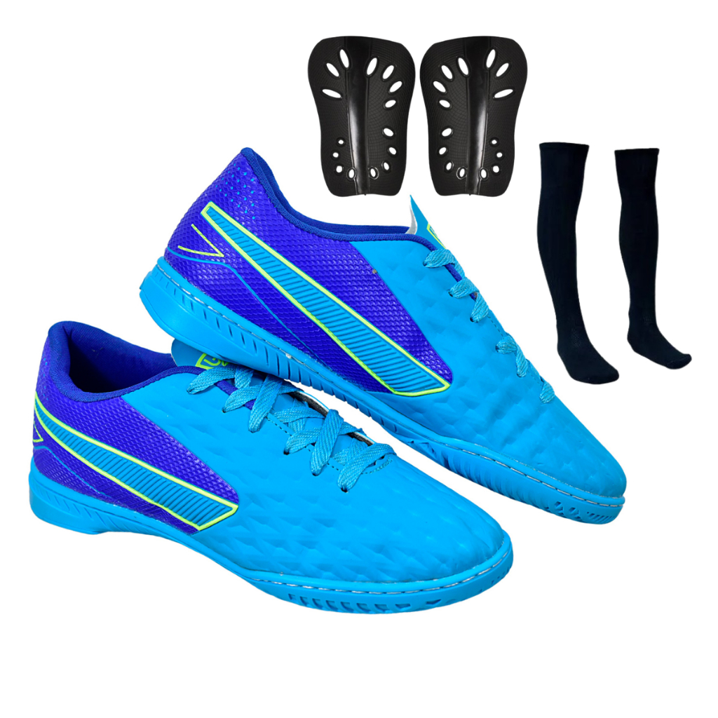 Chuteira Impactor Futsal Adulto Alta Tração Uzze Sport + Meião Caneleira