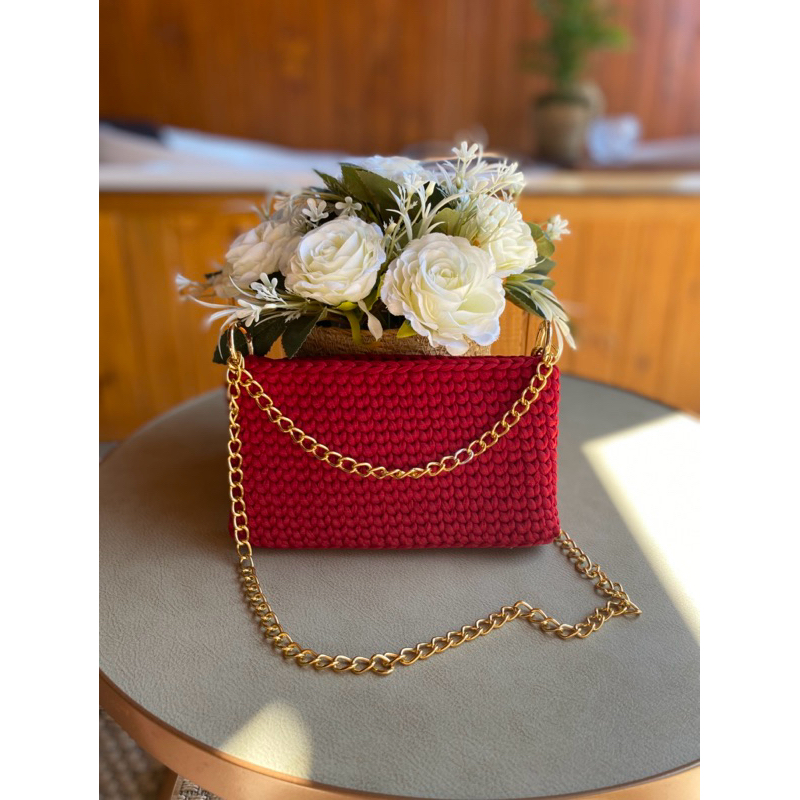 Clutch de crochê Glamy, bolsa de crochê, carteira de crochê