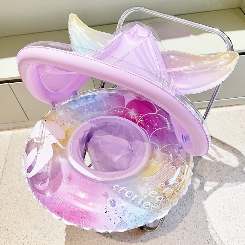 Bóia Para Bebê Bote com Cobertura e Assento Guardasol Inflável Infantil Piscina Brinquedo
