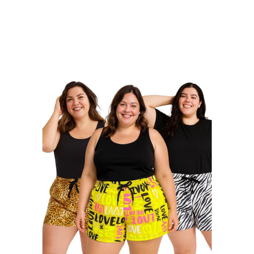 Kit 4 Shortinho Plus Size Malha Leve Casual Ideal Para o Dia A Dia Do Cores Aleatórias - OFERTA IMPERDIVEL