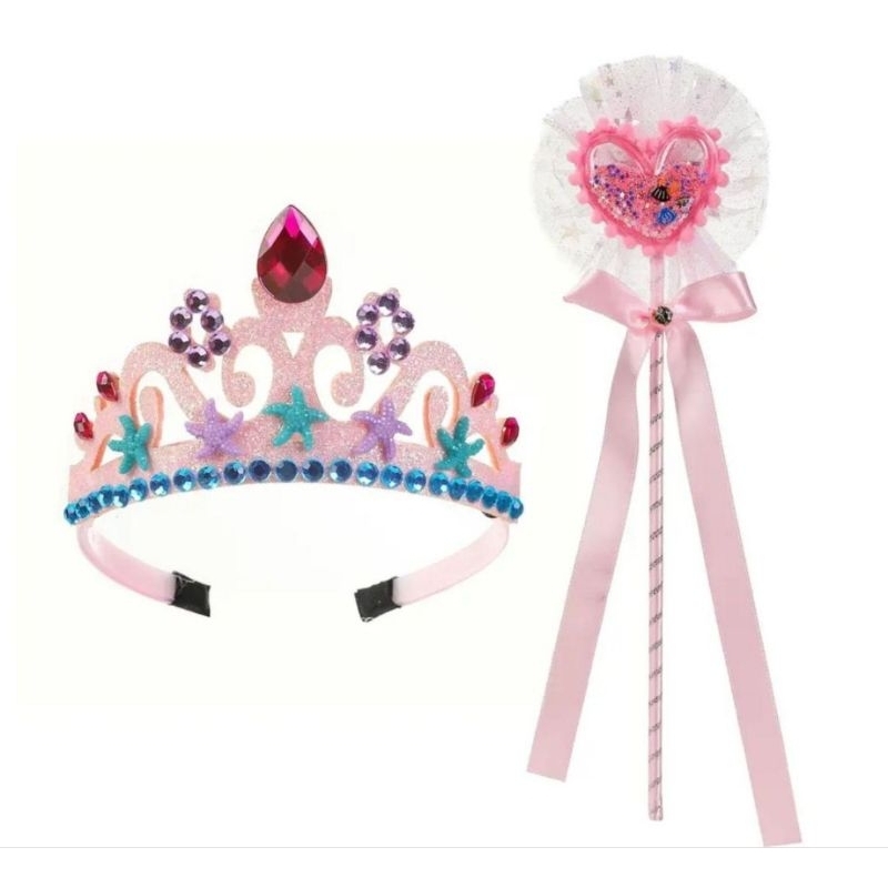 Kit acessórios sereia ariel varinha tiara coroa