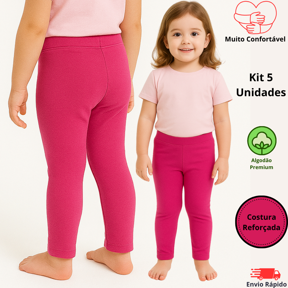 Legging Infantil Menina Confortável Kit 5 Unidades ALgodão Premium Oferta Imperdível em Oferta na Shopee