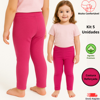 Legging Infantil Menina Confortável Kit 5 Unidades ALgodão Premium Oferta Imperdível em Oferta na Shopee