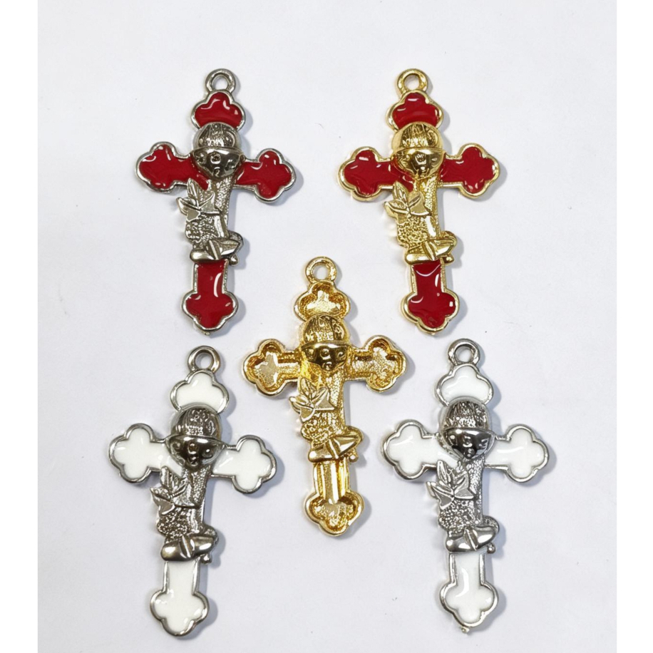 Pingente Resinado Religioso Cruz da Eucaristia (cálice, Trigo e uvas) kit com 3 pingentes o terço fica belíssimo!!