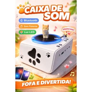 Caixinha de Som Retrô com Rádio FM/AM, Bluetooth e Gatinho Dançante em Oferta na Shopee