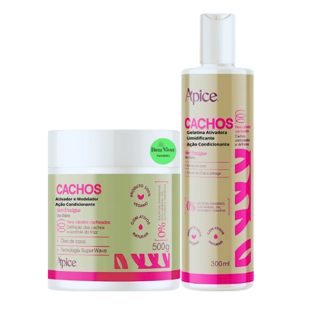 Kit Apse Cachos Creme de Pentear Cachos e Apse Gelatina Finalizadora em Oferta na Shopee