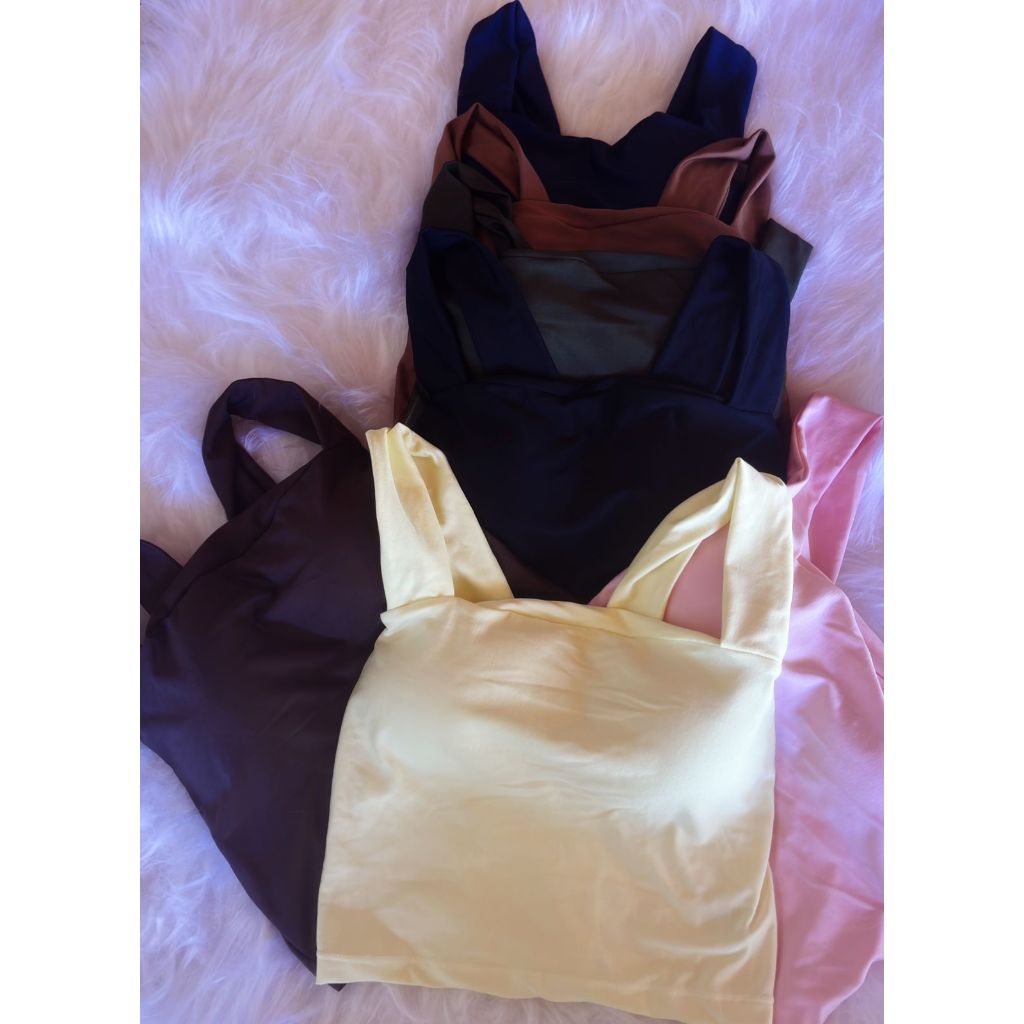 Cropped Top Alça Grossa Blusinha Suplex Cropet Blogueira Básica Estilosa Decote Quadrado em Oferta na Shopee