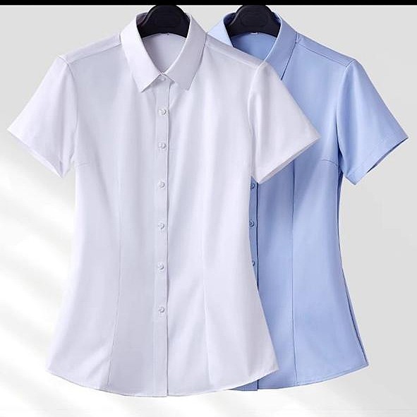 Camisa PLUS SIZE Uniforme Feminina Camisa social manga Curta Feminina Uniforme Casual Elegante importado