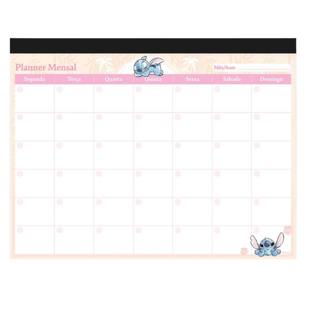 Planner Mesa Stitch Escritorio Organização Mensal Meta 24fls