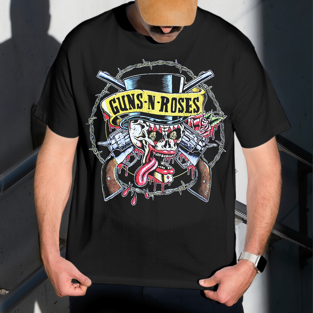 Camiseta Masculina Estampa Guns N' Roses Espinhos 100% Algodão Estilo Conforto Diário Do Tamanho P ao GG