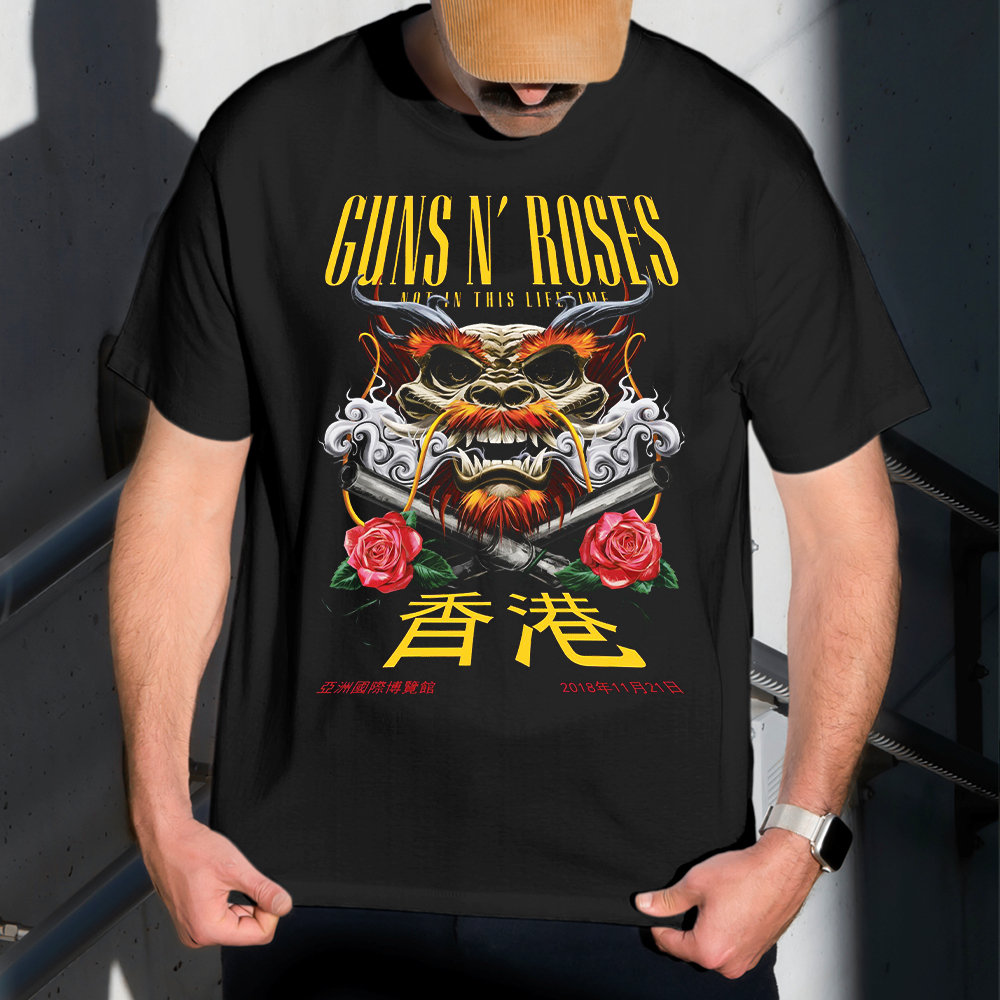 Camiseta Masculina Estampa Guns N' Roses Japônes 100% Algodão Estilo Conforto Diário Do Tamanho P GG