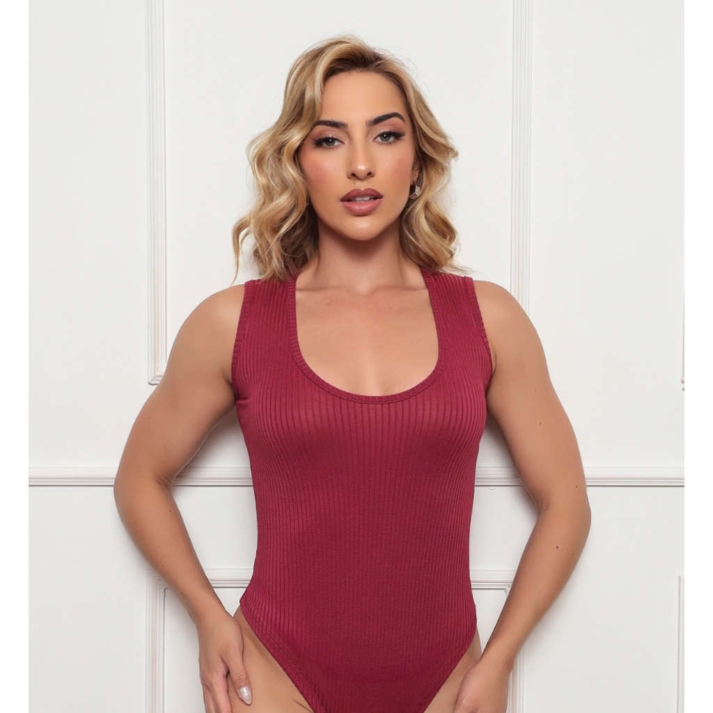 Body Feminino Canelado Verão Confortável Versátil