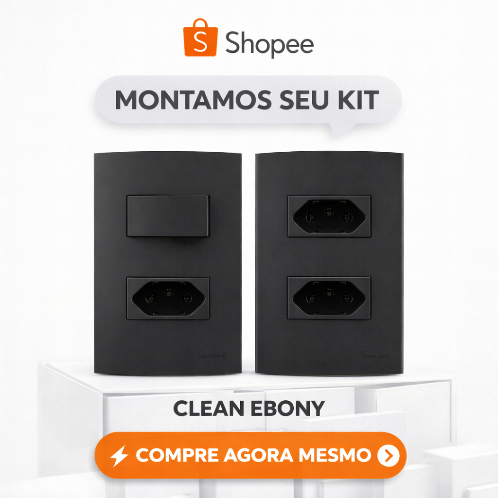 Interruptor e tomada montamos seu kit - Clean Ebony - Margirius  (compra especifica) orç77028