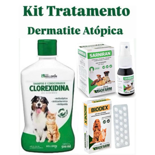 Kit Shampoo Clorexidina 5 em 1 - 500ml - Kelldrin + Biodex 20 Comprimidos + Sarniran 30ml em Oferta na Shopee