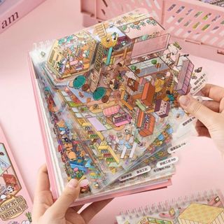 Livro Caderno de Adesivos 3D Infantil Montagem de Cenários Autocolante 08 Cenários DIY em Oferta na Shopee