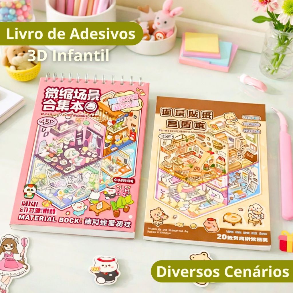 Livro De Adesivos 3D 08 Em 1 DIY Criativo Para Crianças Álbum Portátil Para Presentes em Oferta na Shopee