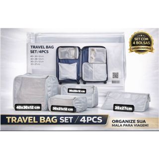 Kit Organizador de Malas para Viagem 4 Peças- Bolsas Necessaire Sapatos Maquiagem Roupas Bagagem em Oferta na Shopee