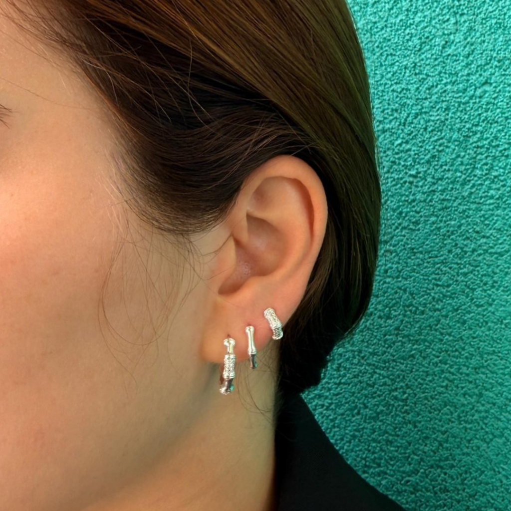 Kit Trio Argolinha Bambu Feminino | Semijoia Banhada a Ouro 18k ou Prata 925