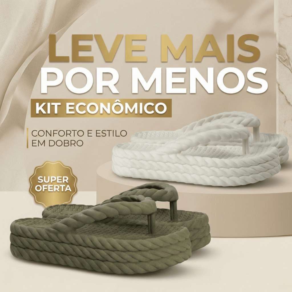 Kit 2 Pares Chinelo Feminino Plataforma Tamanco Trança Econômico Casual