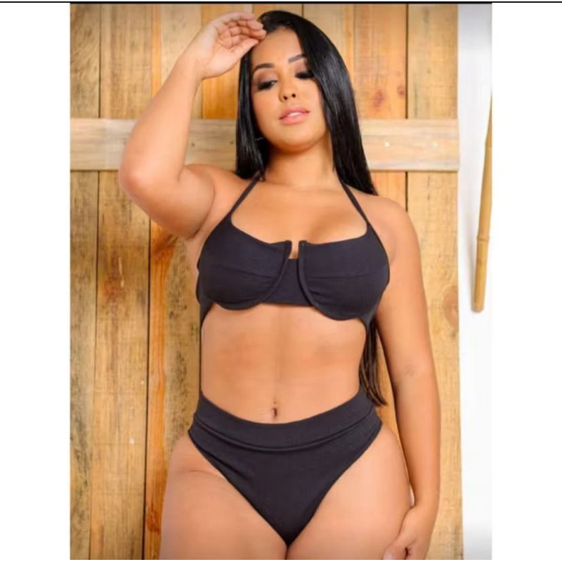 Biquini Feminino Anarruga Meia Taça com Bojo e Calcinha Hotpants Cintura Alta Lançamento Verão em Oferta na Shopee