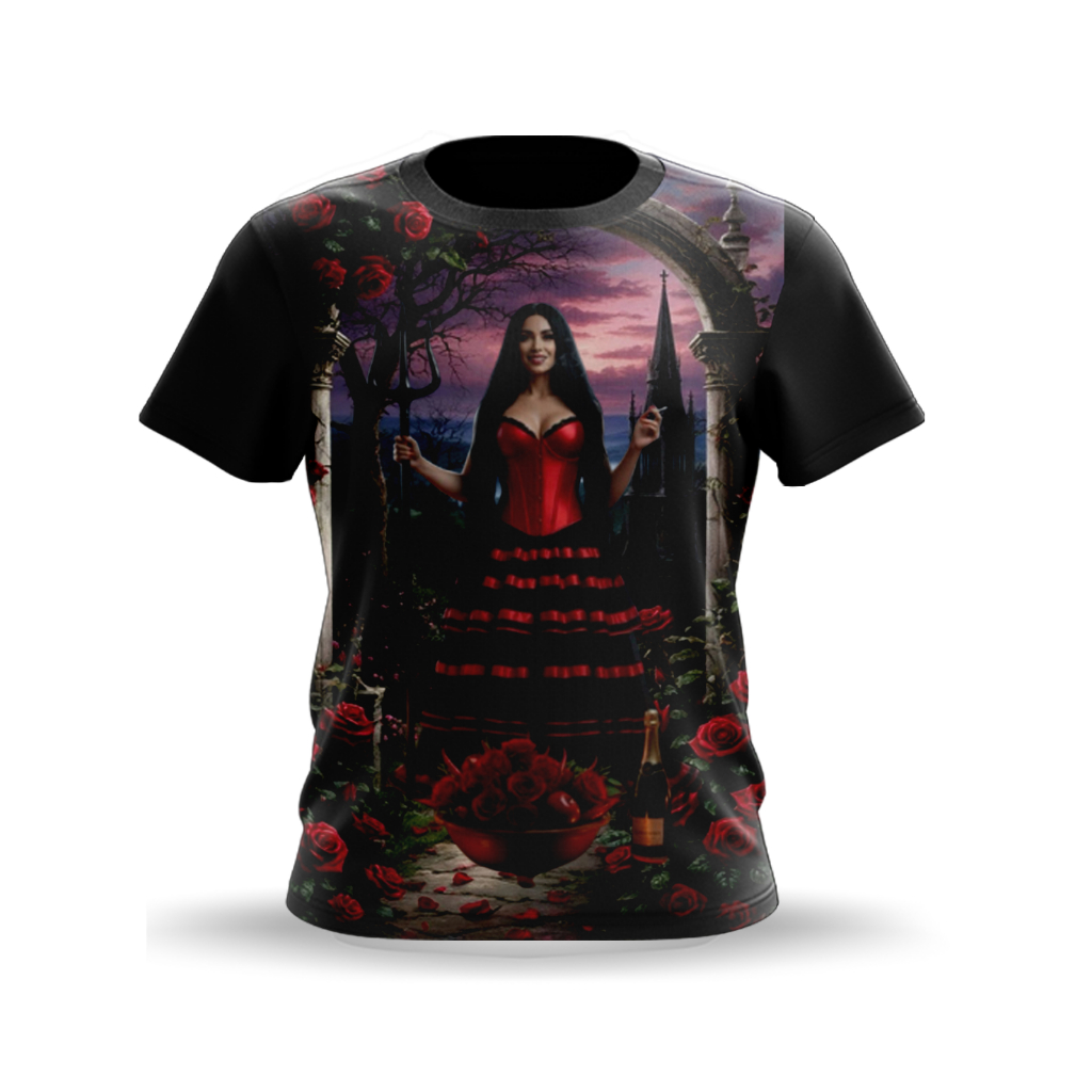 CAMISETA POMBA GIRA ROSA VERMELHA -  UMBANDA & CANDOMBLÉ - TECIDO DRYFIT - COD.405