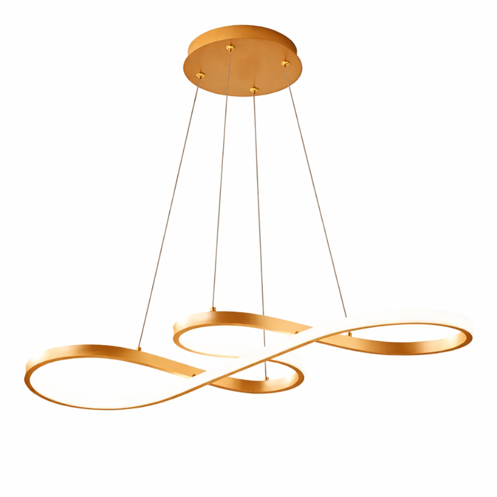 Lustre Pendente Led Infinito Dourado Luxo Para Sala E Quarto 127/220v Dourado
