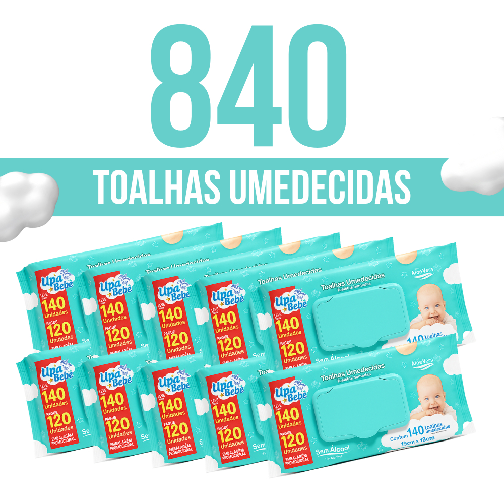 Kit Toalha Umedecida Upa Bebê Lenços Higiênicos Hidratante Uso Adulto Infantil Pacote Com Tampa