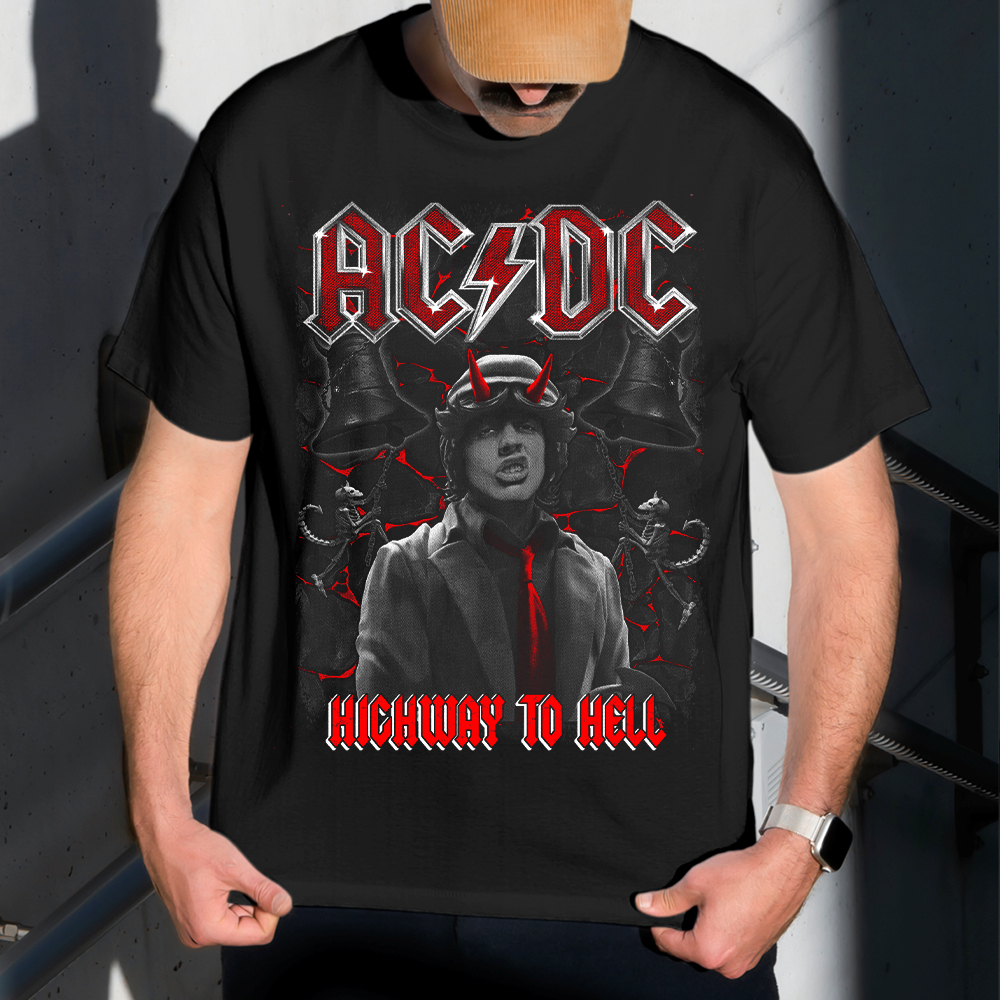 Camiseta Masculina Estampa AC DC Chifres 100% Algodão Estilo Conforto Diário Do Tamanho P ao GG