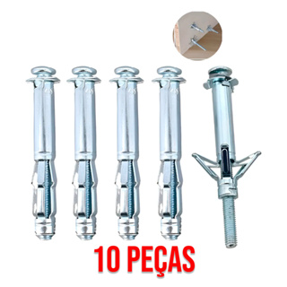 Parafuso de Fixação Paredes Ocas Expansão em Metal 6 mm. x 8 cm. Kit 10 pçs. Saint Plus em Oferta na Shopee