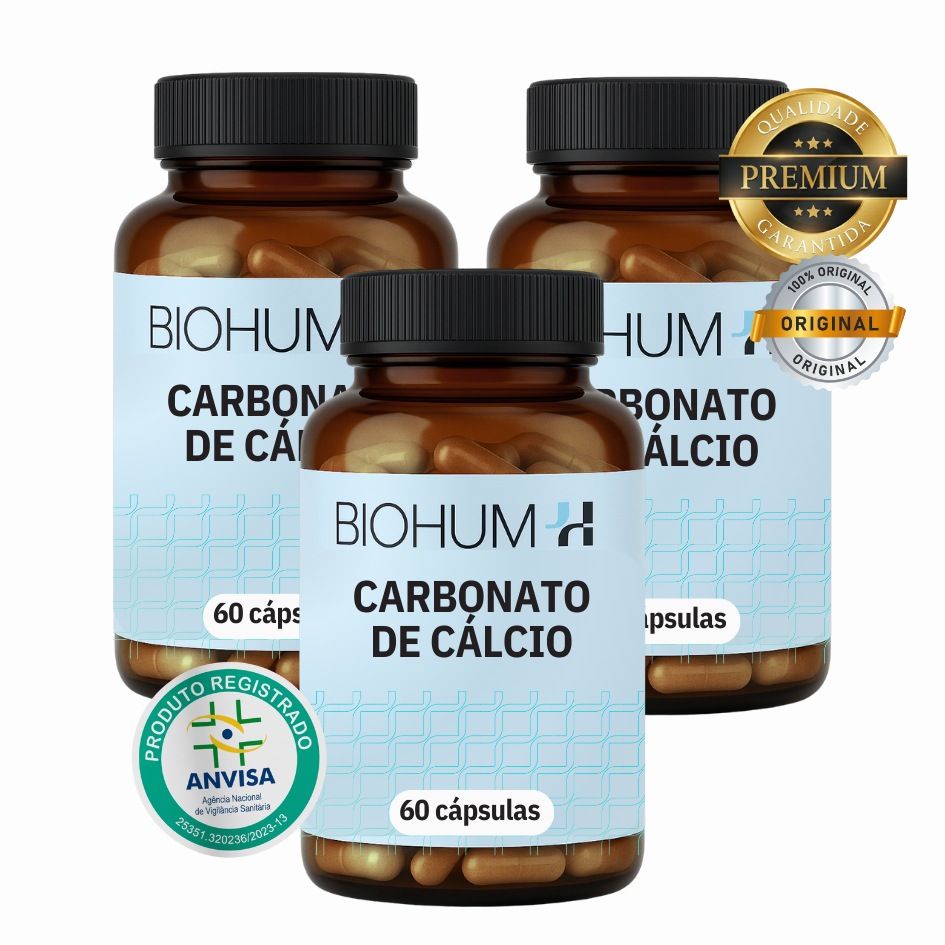 Carbonato De Cálcio 500mg Puro C/60 Cápsulas Kit com 3 embalagens