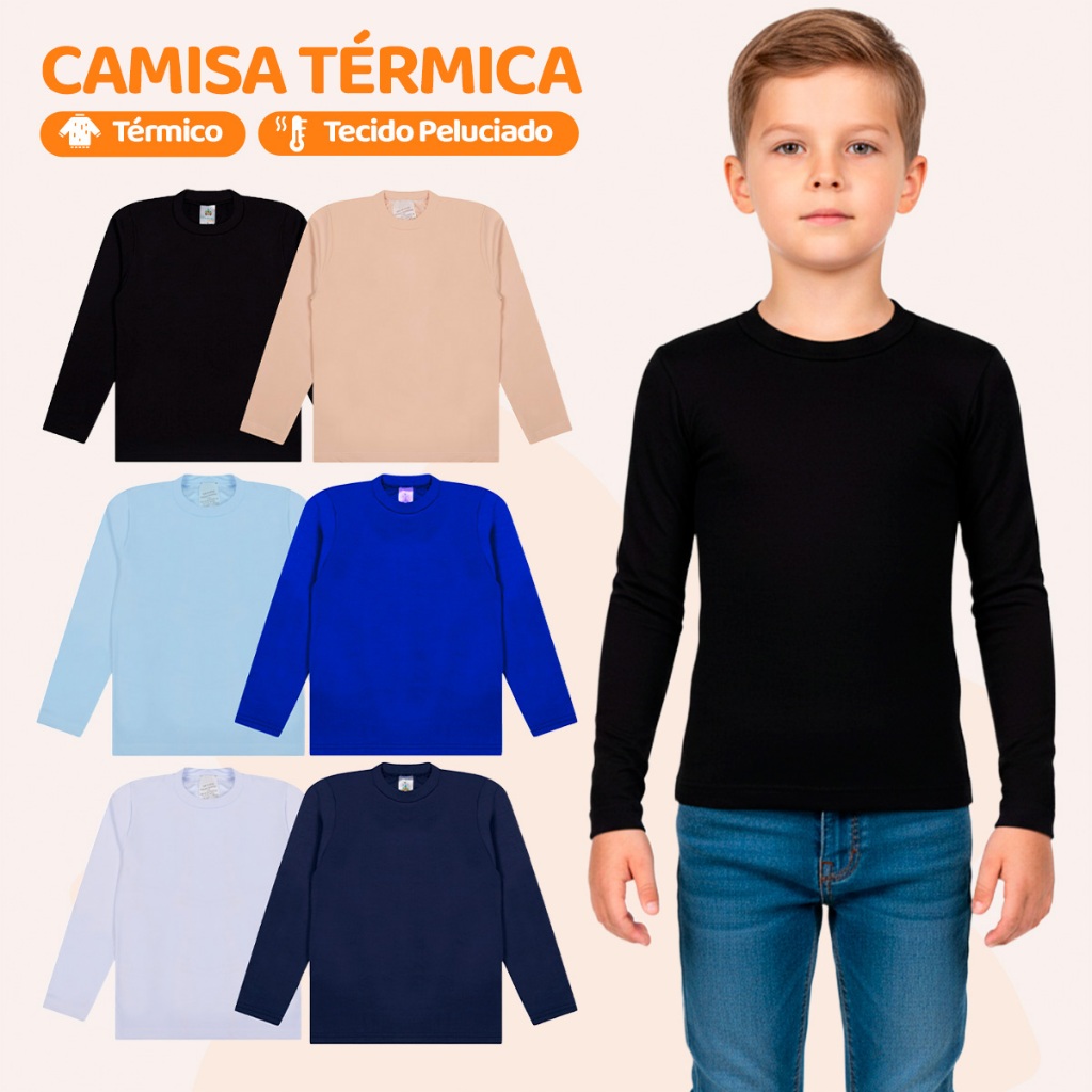 Kit Sortido de 1, 2 ou 3 Blusas Térmicas Infantil Menino Manga Longa Camisa Térmica Infantil Masculina Roupa de Inverno em Oferta na Shopee