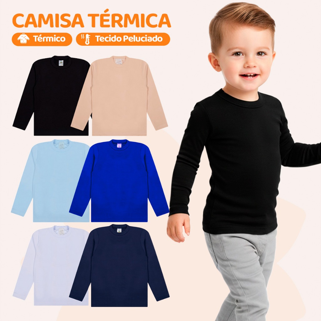 Kit 1, 2 ou 3 Blusas Térmicas Bebê Menino Manga Longa  Blusas Masculino Térmicas Manga longa Inverno Infantil em Oferta na Shopee