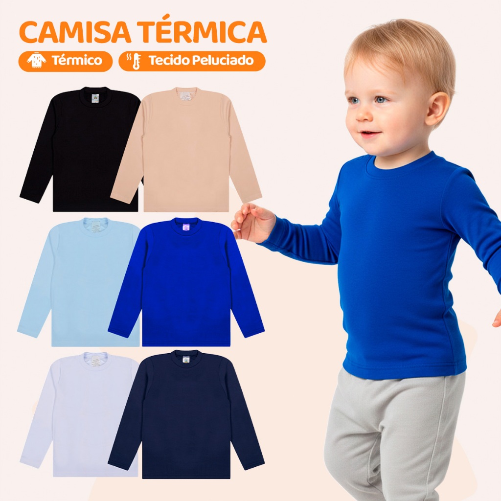 Kit 2 Blusa Térmica Infantil Masculina Blusa de Frio De Menino Segunda Pele Inverno Manga Longa em Oferta na Shopee