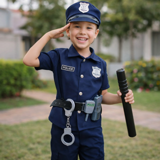 Linda Fantasia Policial Infantil Completa – Calça, Blusa, Cap e Acessórios para Brincar de Proteger! em Oferta na Shopee