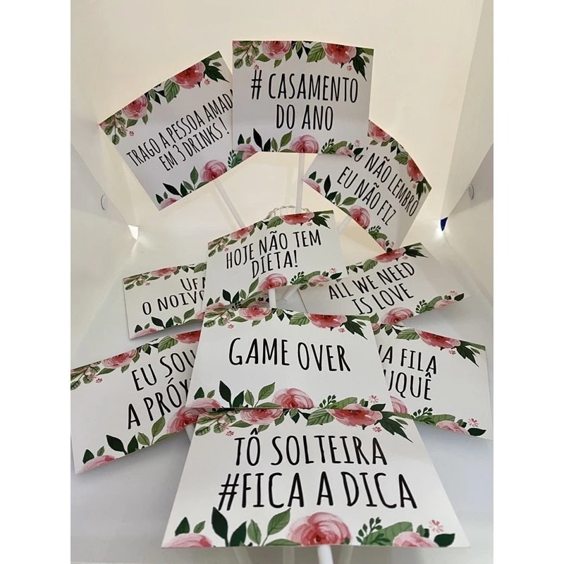 10 plaquinha divertida Já Montada CASAMENTO FLORAL foto noiva
