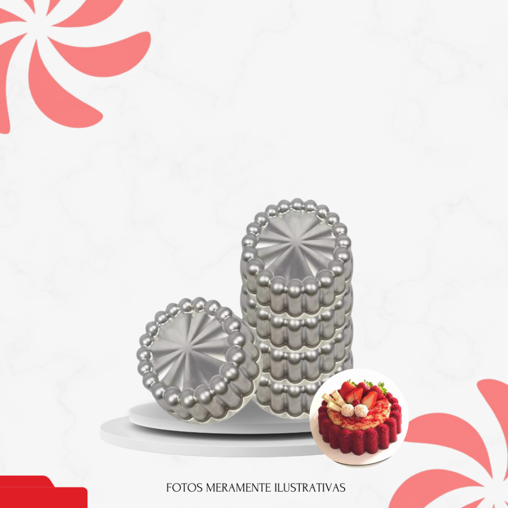 MINI FORMAS DECORADAS CHARLOTTE CAKE 9X4 c/6 peças em Oferta na Shopee