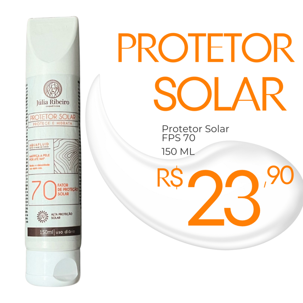 PROTETOR SOLAR 150ML - FATOR 70, ANTIOLEOSIDADE, RÁPIDA ABSORÇÃO, ROSTO E CORPO